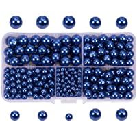 PandaHall Elite 400 Psc Perlas de Vidrio Granos Redondos Perlas para Manualidad Artesanía Tamaños Mixtos Azul Oscuro
